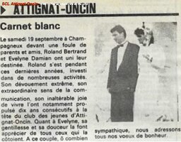 1987 article mariage Evelyne et Roland